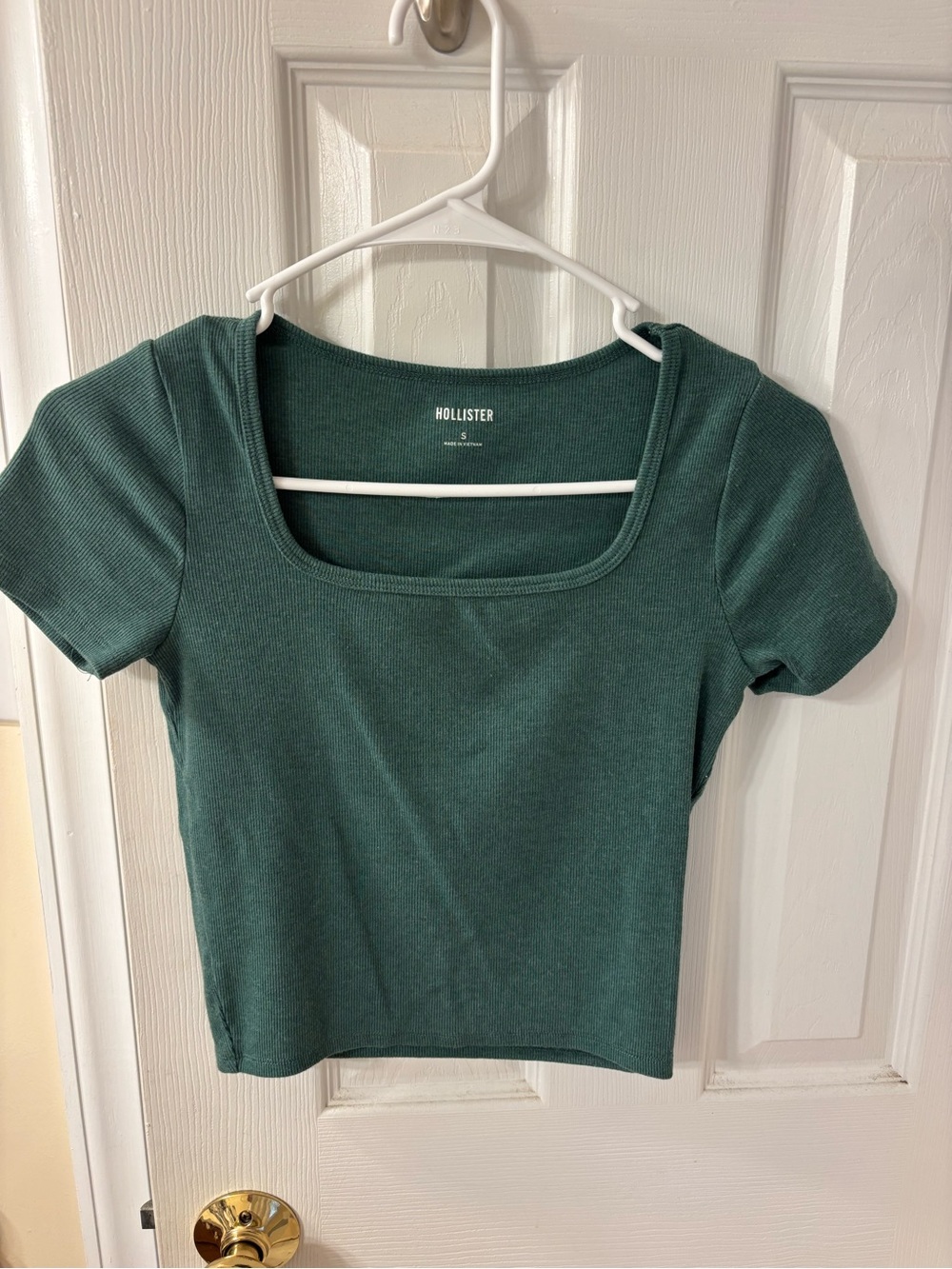 Hollister Square Neck Ribbed Crop Top — Green